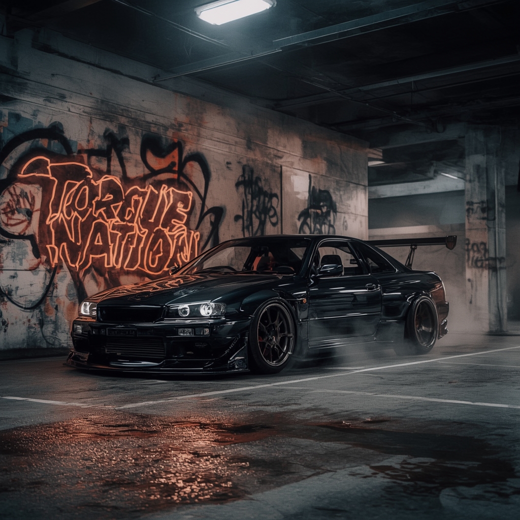 Home lucid realism a cinematic photo of ultra realistic underground garage scene modified street ca 2